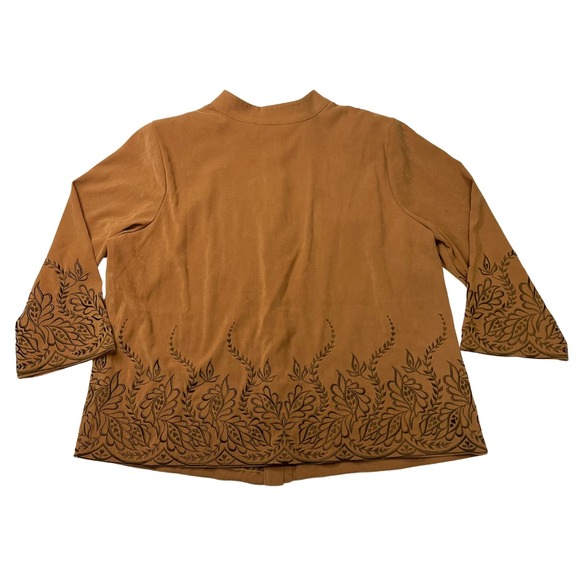 Bob Mackie Wearable Art Jacket Brown Embroidered Button Front 1X - Picture 9 of 12